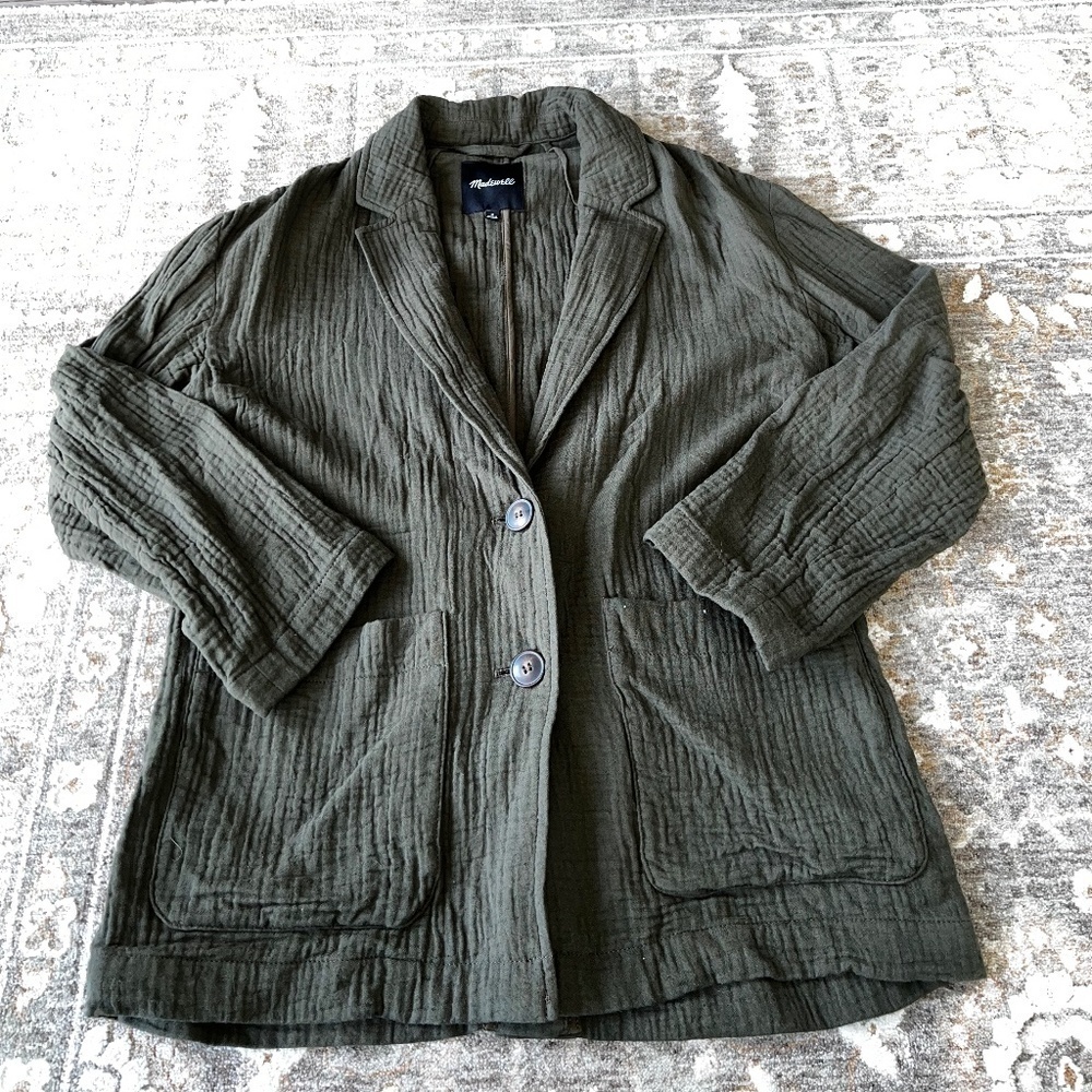 Madewell Olive Gauze Blazer
